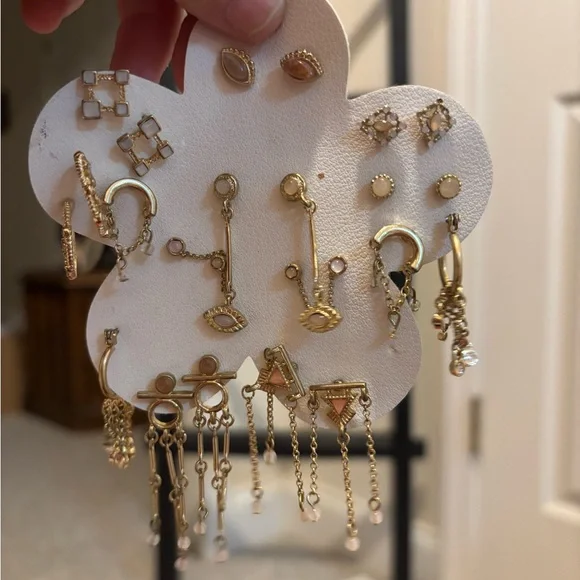 Free People Gold and Pink Earring Set - Picture 1 of 5